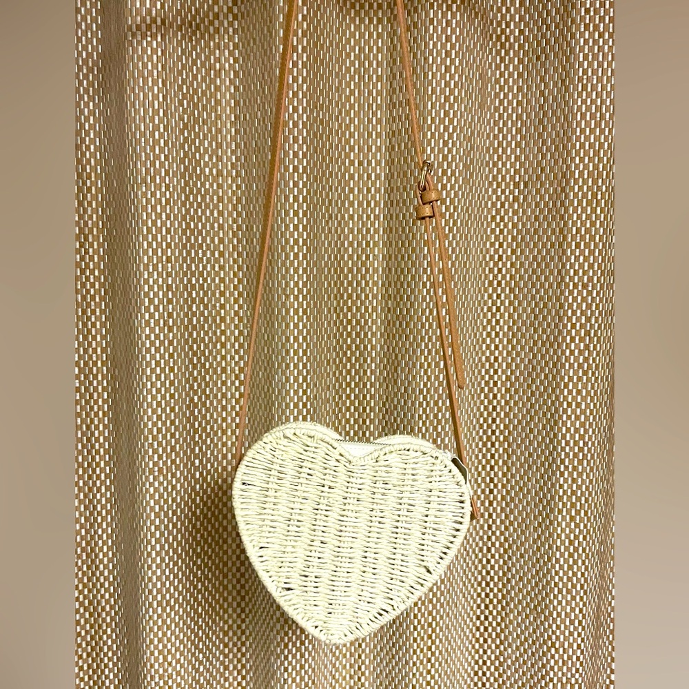 Heart-Shaped Boho Woven Straw Crossbody bag, Altar’d State